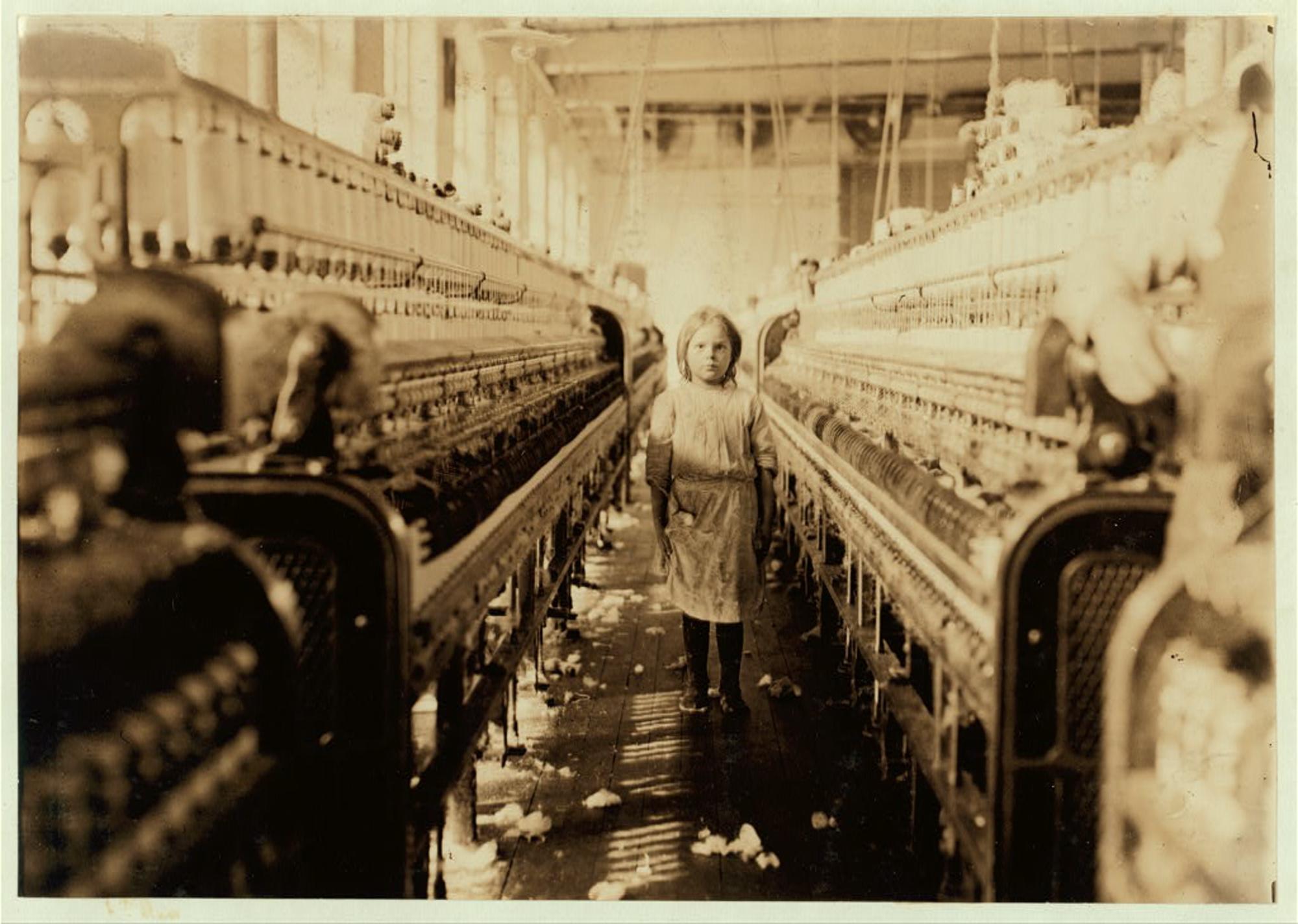 Child laborer in a South Carolina textile mill, 1908. Photograph by Lewis Hine. Image courtesy Library of Congress.