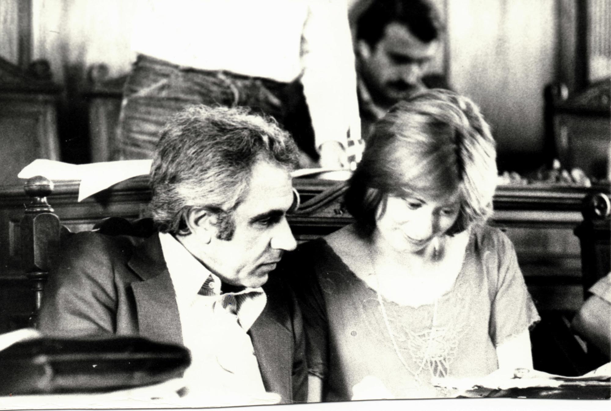 Tronti, durante el consejo comunal de Siena, en 1979