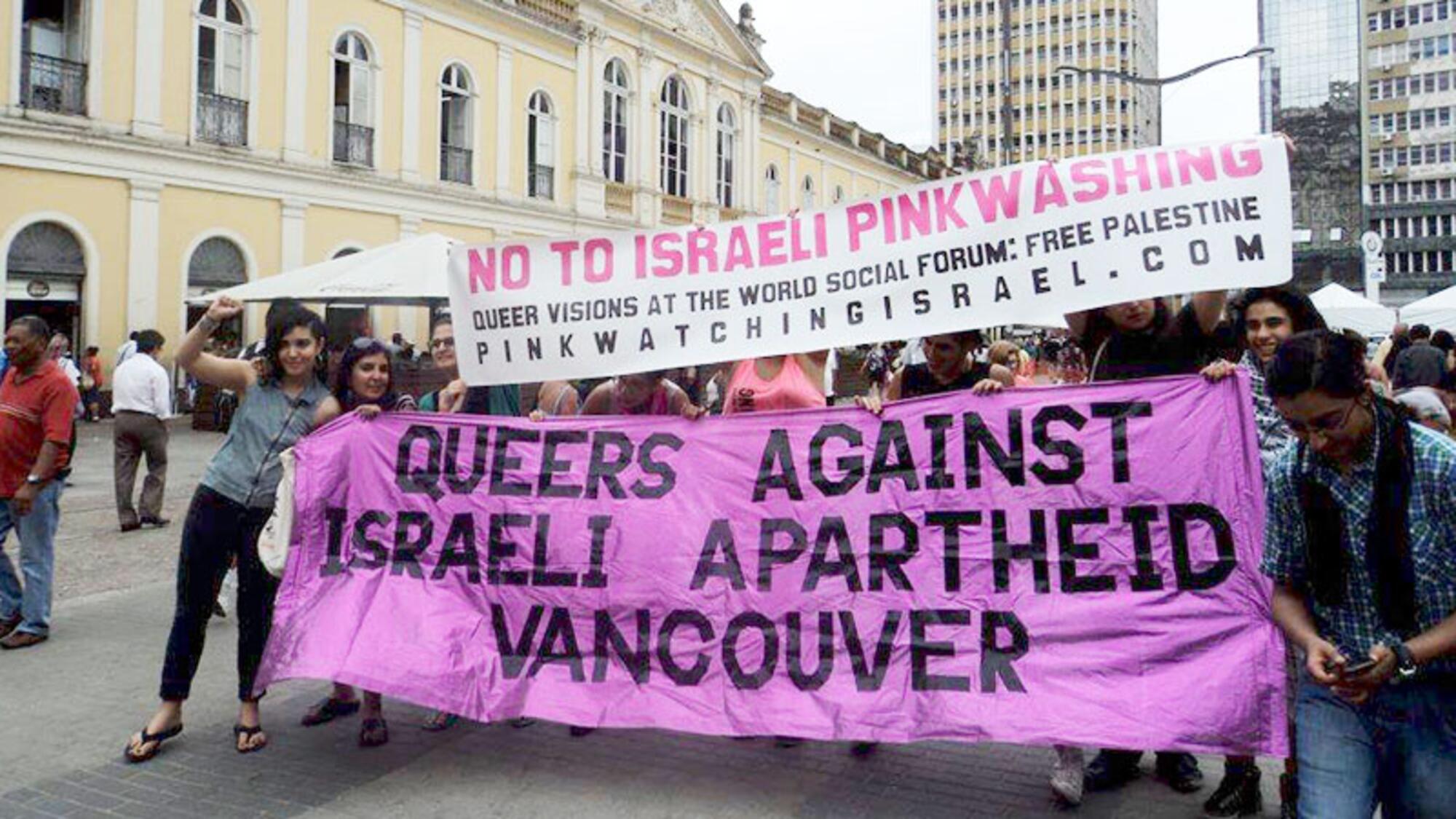 Pinkwashing Israel pancarta
