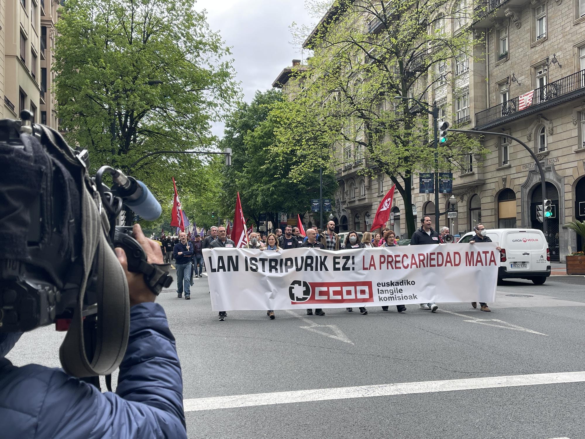 Manifestación en Bilbao contra la subcontratación abusiva el 28 de abril