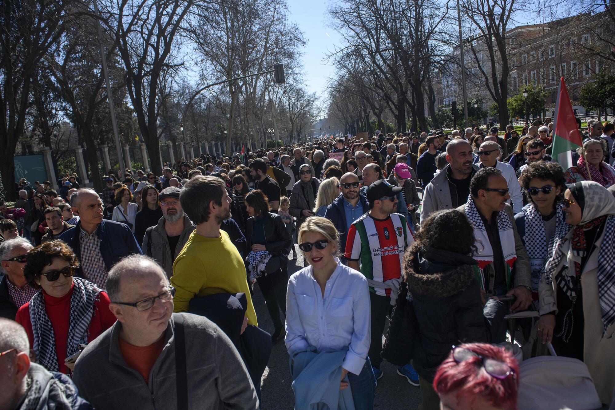 Manifestación del 17 de febrero "Libertad para Palestina" convocada por Sumar, IU, Más País, PCE y los grandes sindicatos. El PSOE apoyó la manifestación como "participante". - 6