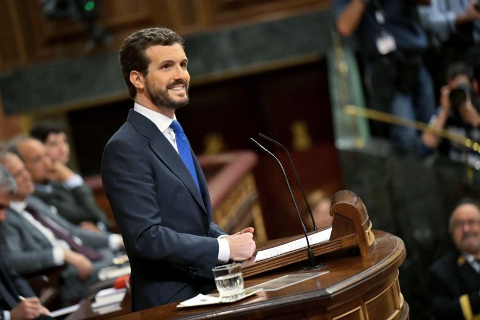 Pablo Casado durante la sesión de investidura