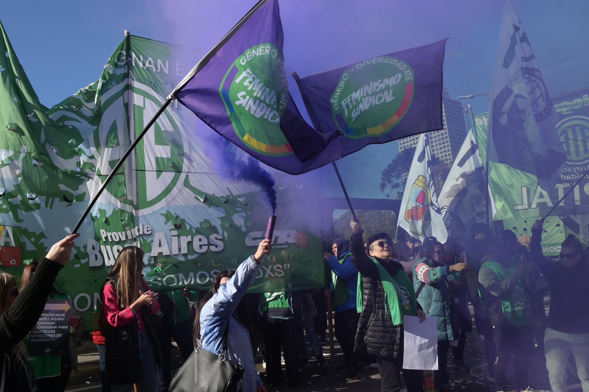 Movilización de trabajadoras del Ministerio de las Mujeres el pasado jueves 11 de julio en Buenos Aires.