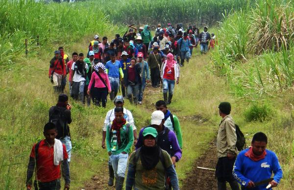 Proceso de liberación de tierras, tal como llaman las comunidad indígenas en el Cauca colombiano a la ocupación de fincas que pertenecían ancestralmente a sus pueblos.